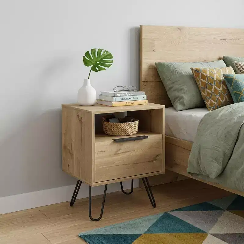 HomeRoots 22 Beige Wood Nightstand