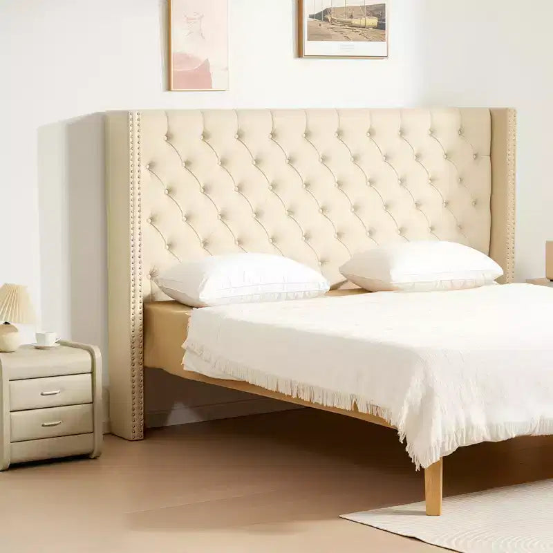 VEVOR Headboard, King Size Headboard with Adjustable Height, Comfortable Diamond Tufted for King Size Bed, W84.1 x H (54.33-60.24) x D 8.27 in, Beige