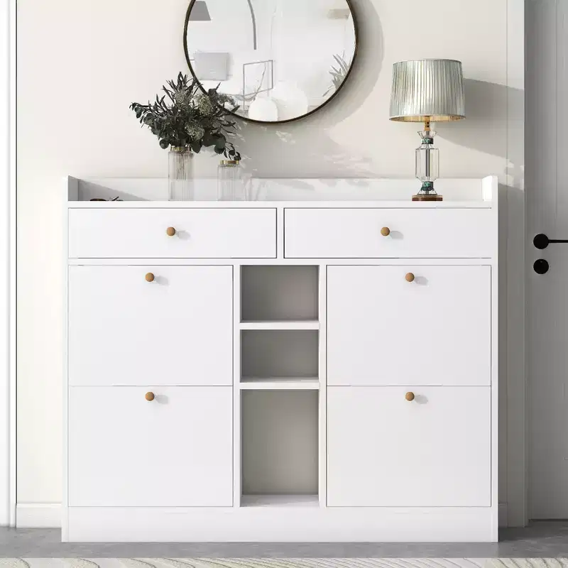 Modern Multifunctional Shoe Cabinet With 4 Turnover Drawers - ModernLuxe