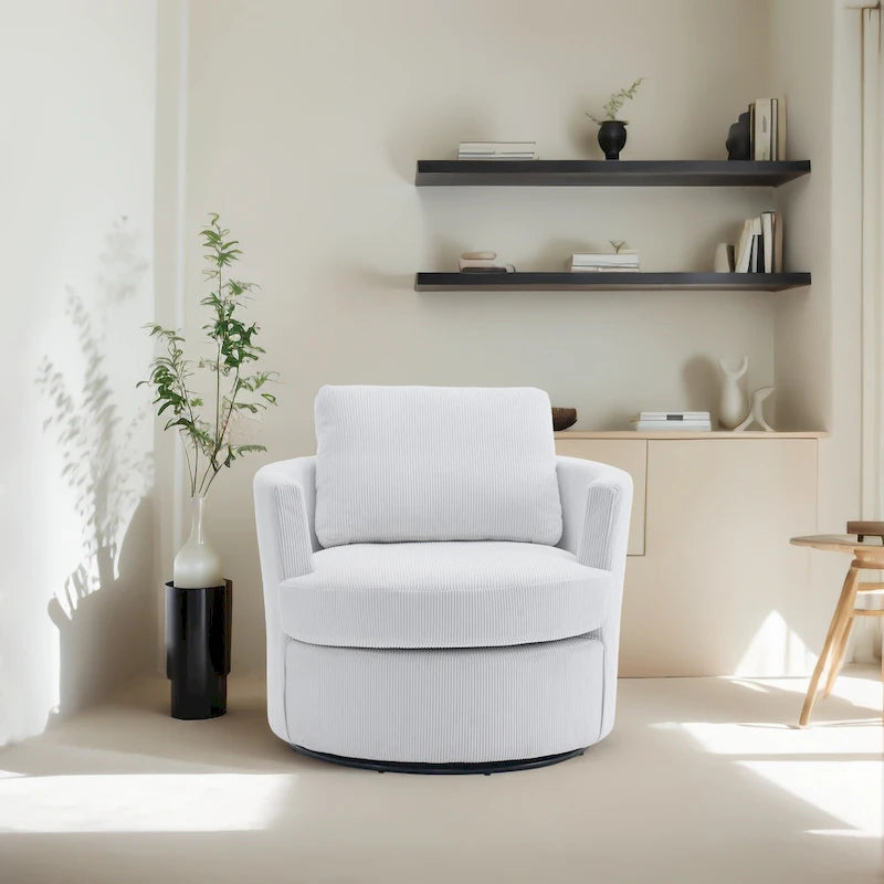 360�� Swivel Barrel Accent Chair with Removable Cushions