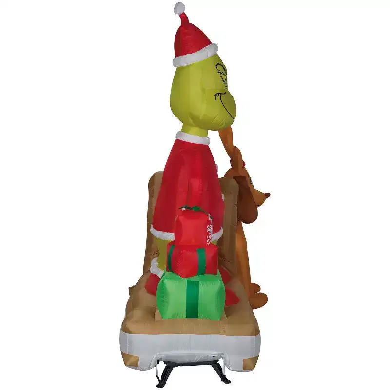 6 Ft. Airblown Inflatable Dr. Seuss How the Grinch Stole Christmas Grinch & Max with Sled Outdoor Yard Decoration