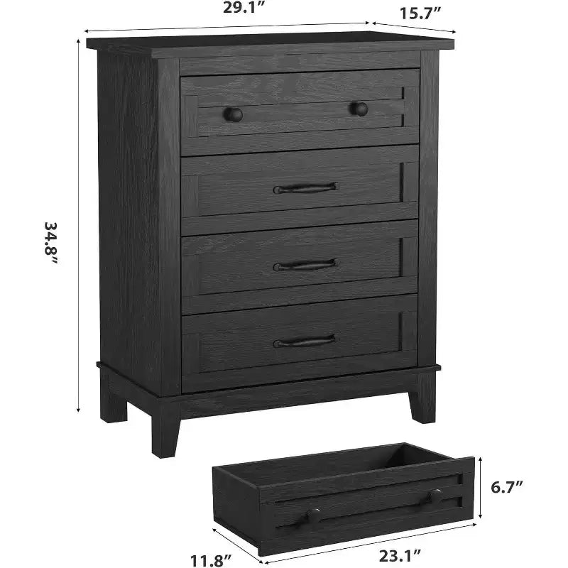 Acekool 4 Drawer Dresser, Tall Vertical Chest with Large Storage, Modern Closet Organizer for Bedroom, Living Room