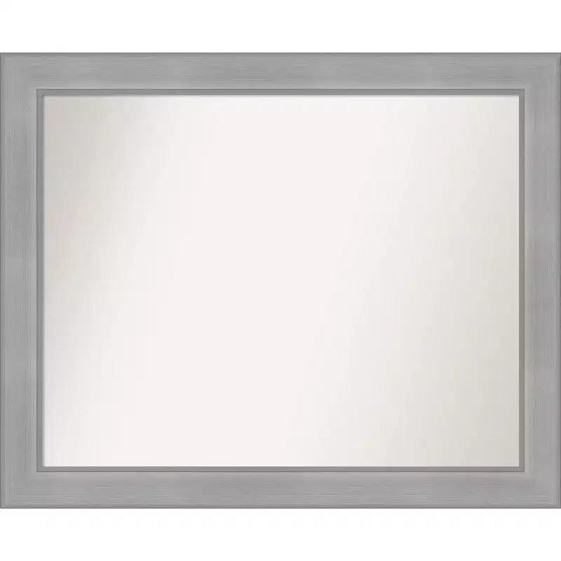 32 x 26 Non-Beveled Brushed Nickel Wall Mirror Modern Rectangle Polystyrene Frame