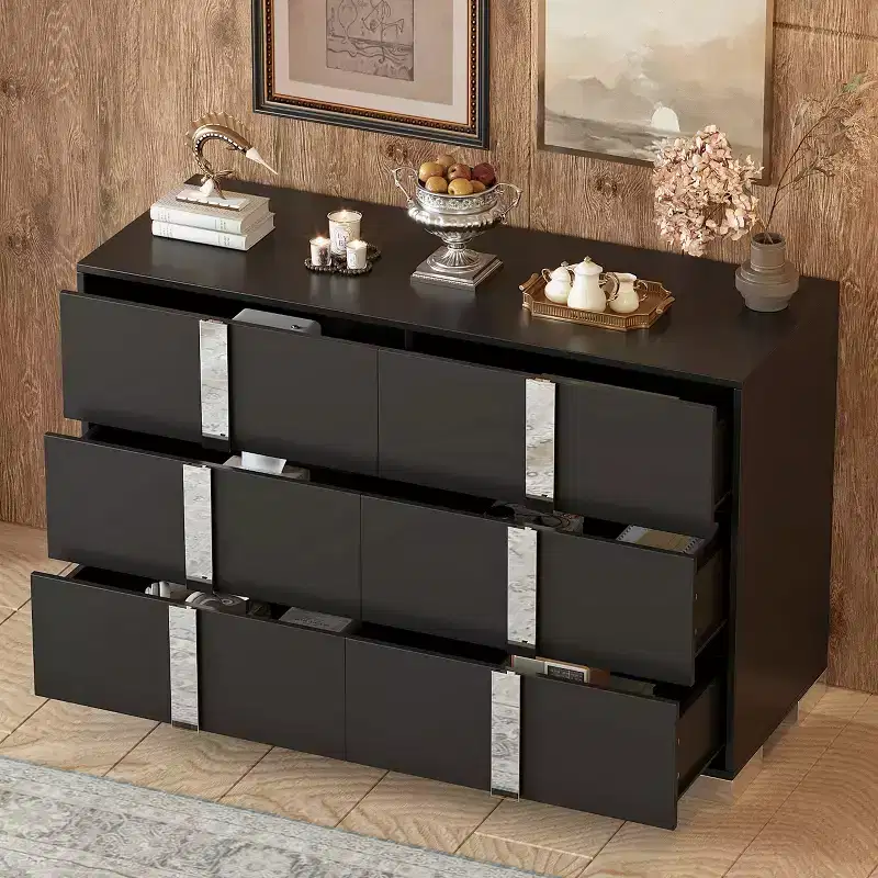 White 6-Drawer Dresser with Mirrored Handles, Single-User