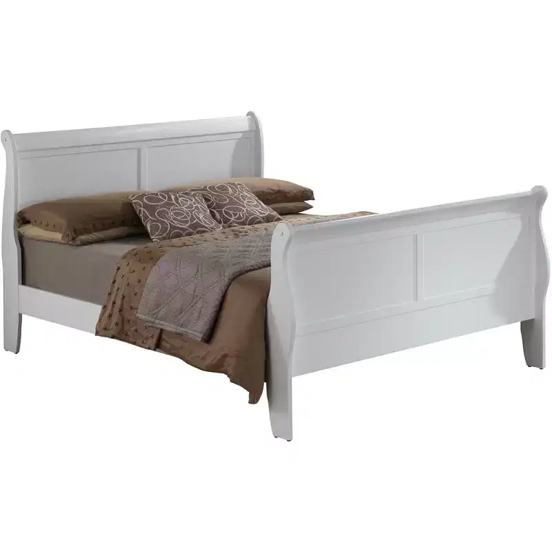 Passion Furniture Louis Philippe King Sleigh Wood Bed with High Footboard
