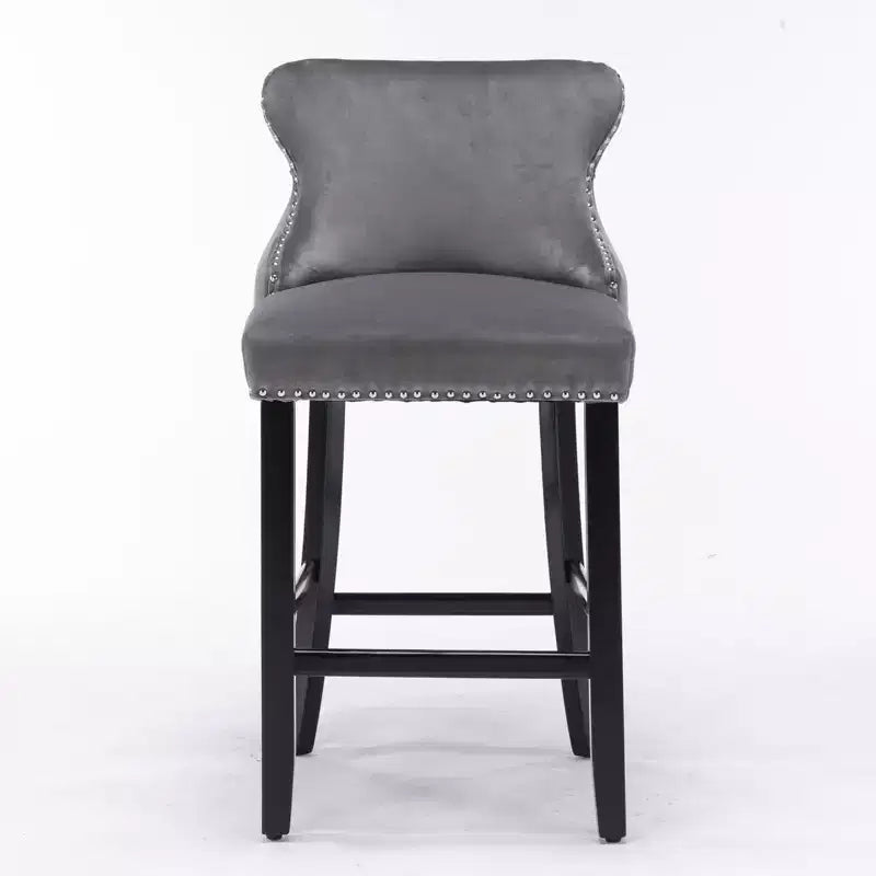 Modern Velvet Wing-Back Counter Stools Set of 2 - Upholstered Bar Chairs for Kitchen, Cafe