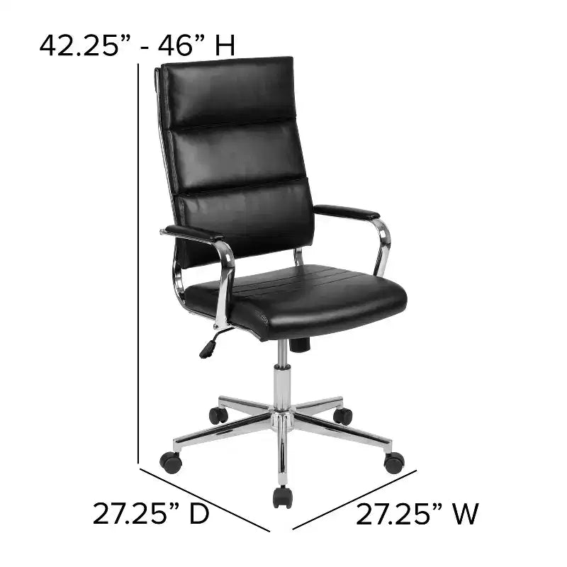 High Panel-Back Ergonomic Executive Office Chair with Padded Metal Arms, 360�� Swivel