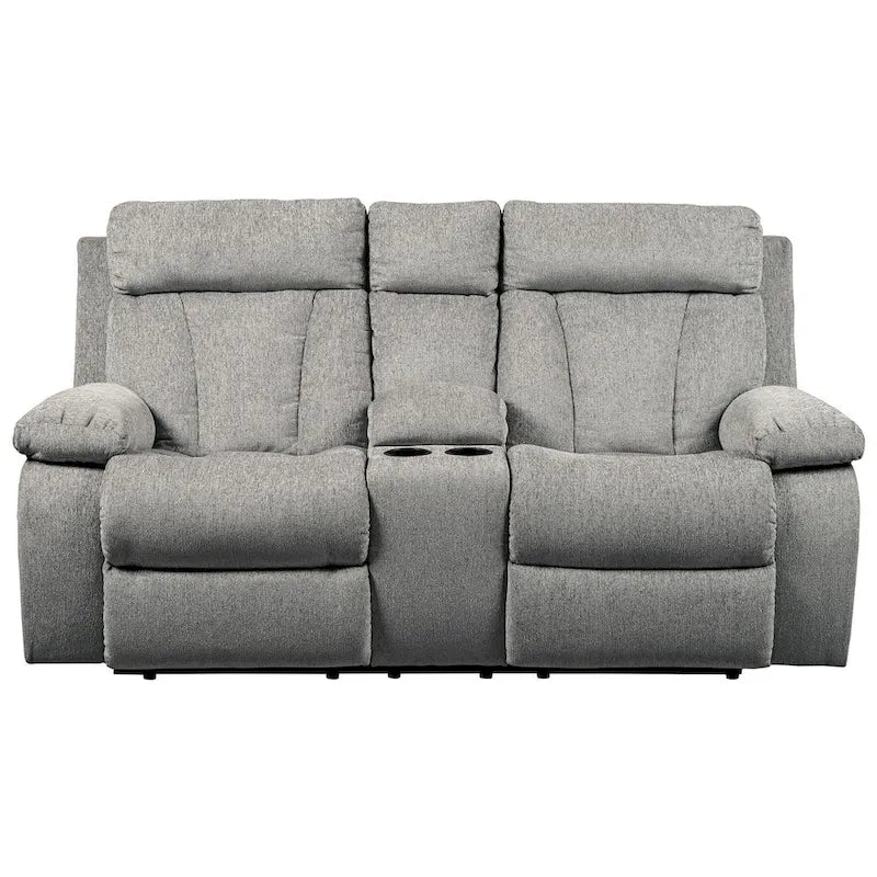 Double Reclining Loveseat with Storage Console - Fog