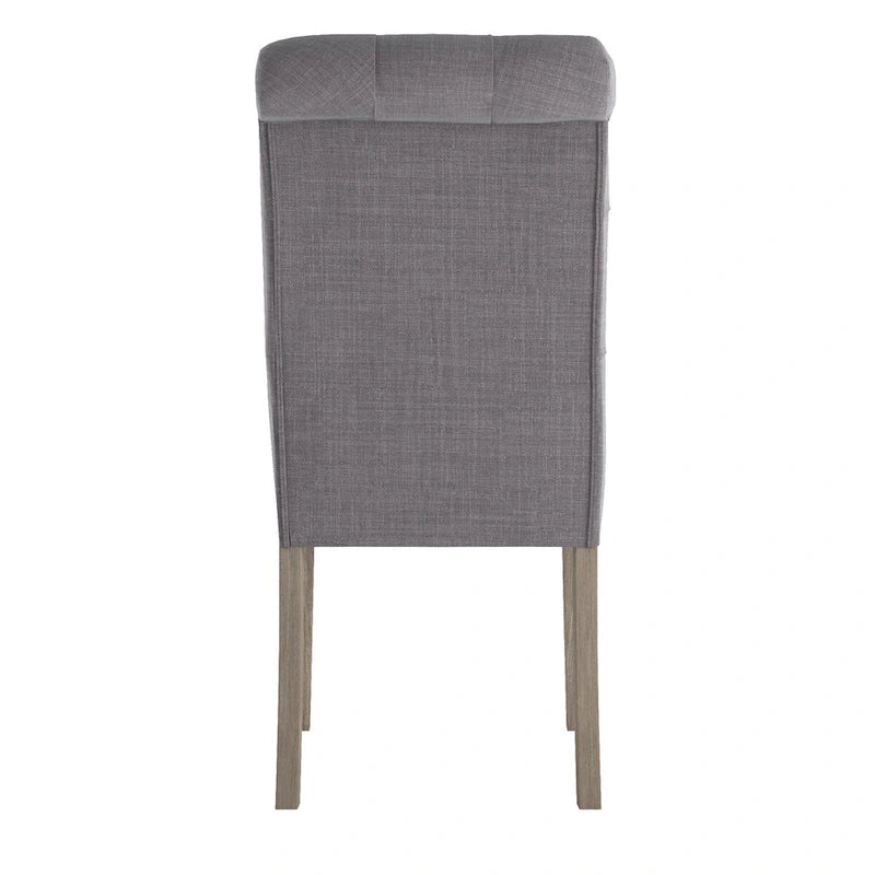 Linen Button Tufted Dining Chair with Grey Finish Legs