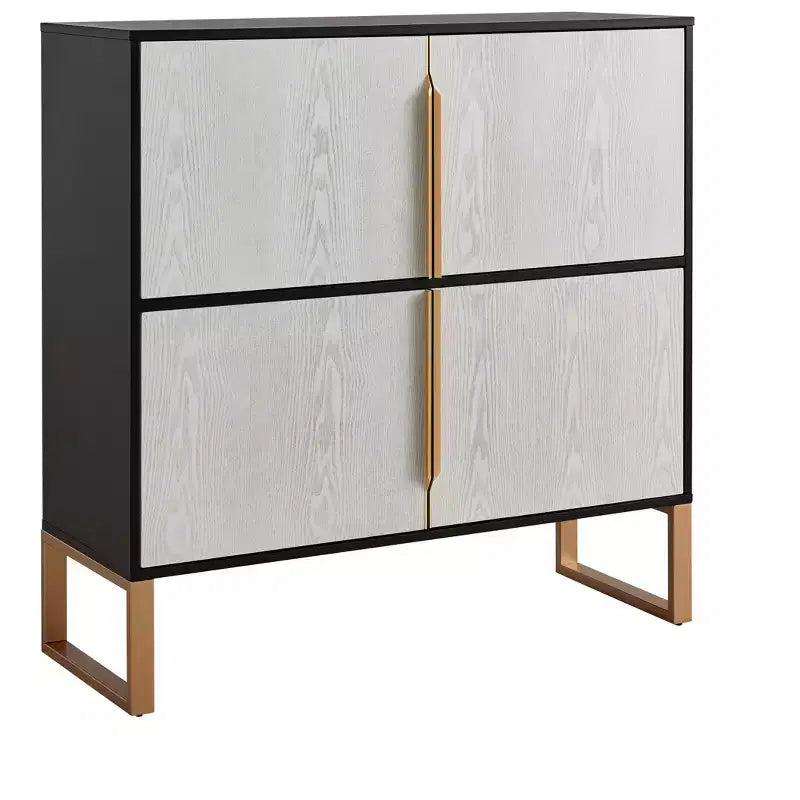 Four-Door Storage Cabinet, 42-Inch Buffet Cabinet with Metal Base Handles, Sideboard Coffee Bar Cabinet for Kitchen or Living Room