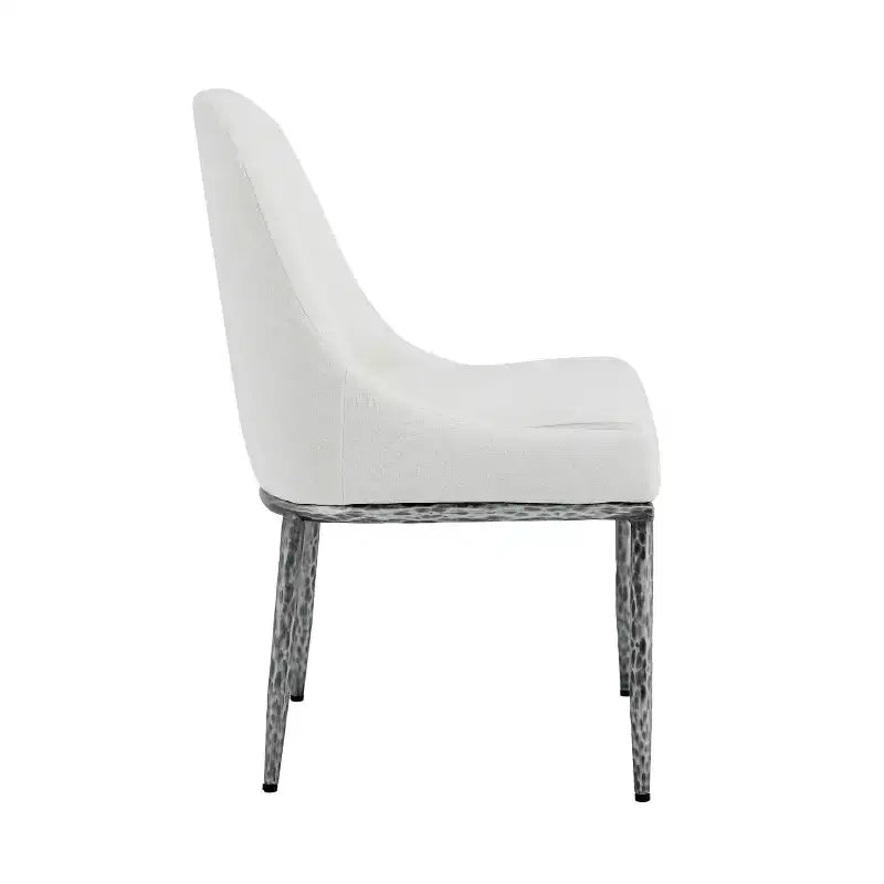 Linnea Industrial 5 Piece Upholstered Dining Chairs with Round Pedestal Dining Table