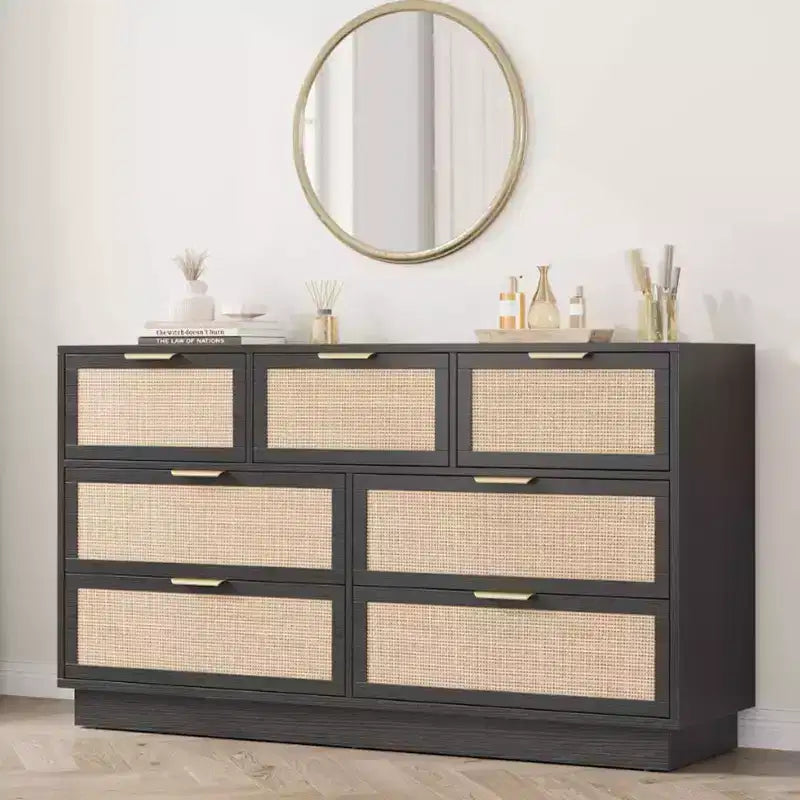 Rattan 7-Drawer Dresser - 55