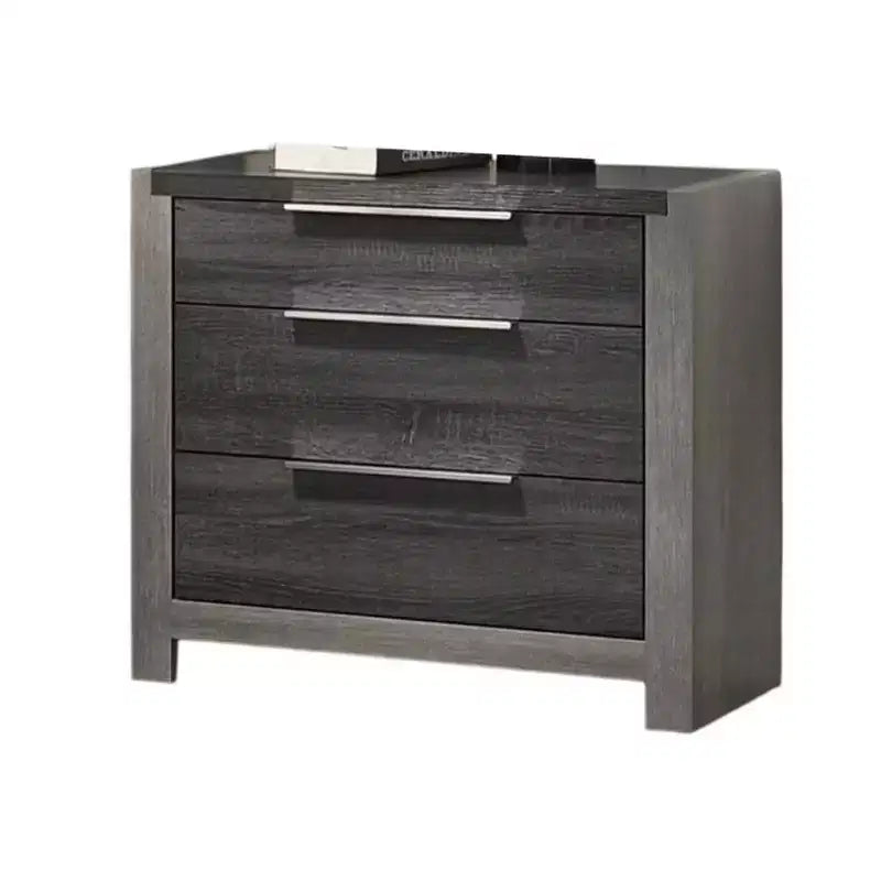 30 Nightstand with 5 Storage Drawers and Metal Handles, Gray