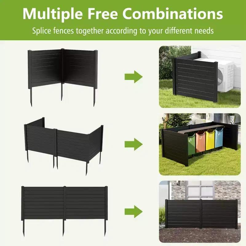 Costway 48L x 37.5H Air Conditioner Fence with 3 Ground Stakes Black/White
