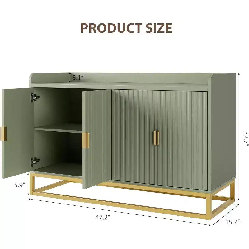 Buffet Cabinet with Storage Sideboard 4 Doors 47.2 Wide Modern Media Console Cabinet