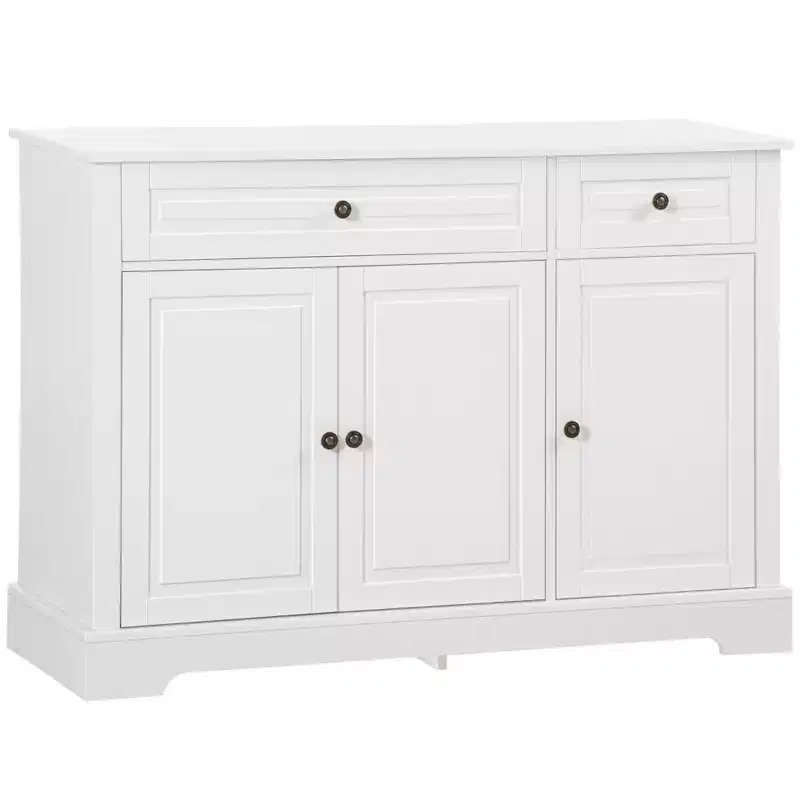 Okak Sideboard Cabinet, Buffet Cabinet with 2 Drawers and Adjustable Shelves, Storage Cabinet for Entryway, Living Room, Kitchen, White