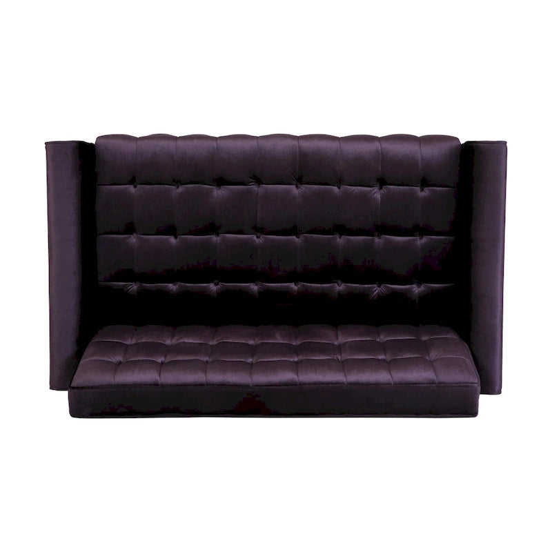 Mid-Century Modern Tufted Velvet Loveseat with Gold Tapered Legs