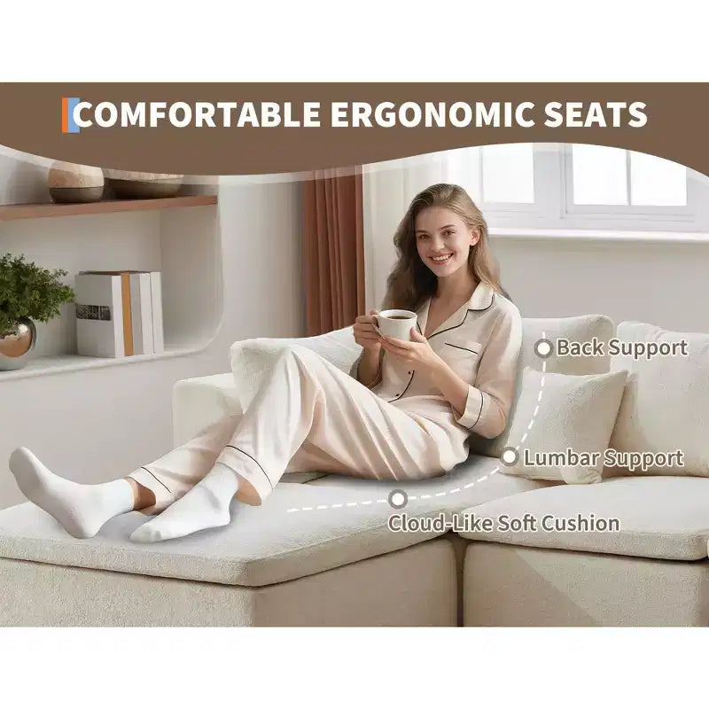 Sofa, 110 Convertible L-Shaped Modular Cloud Couch  Chenille Deep Seat with Ottoman/Chaise Memory Foam Pillows for Living Room