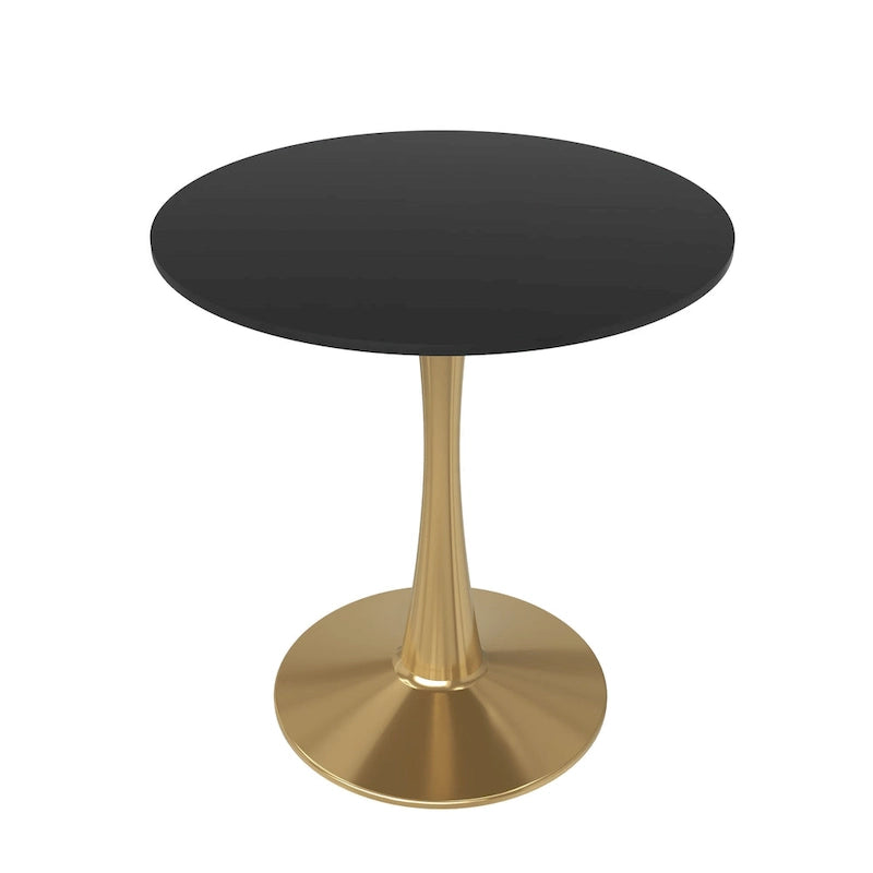 24 Round Dining Table for 4 with MDF Tabletop in Gold Steel Base for Kitchen & Dining Room