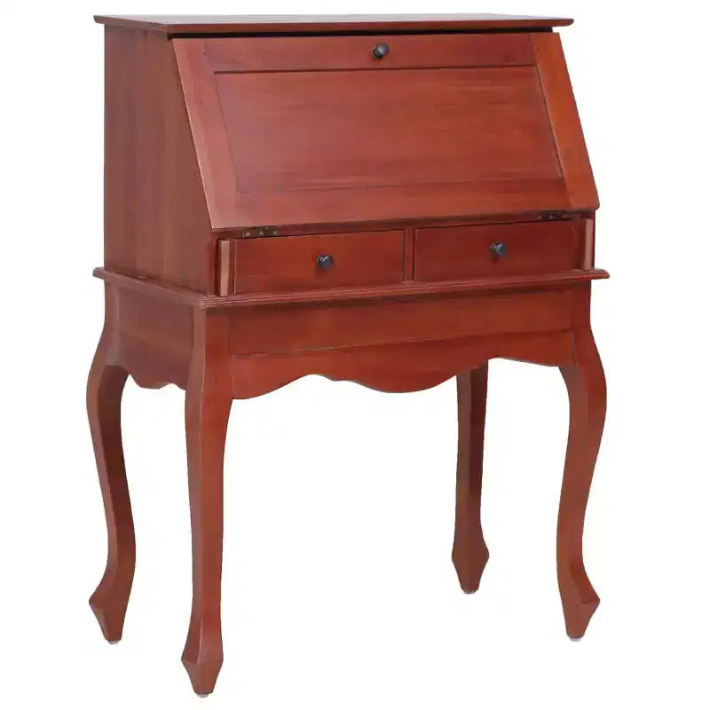 Secretary Desk Office Writing Table with Drawers, Solid Mahogany Wood