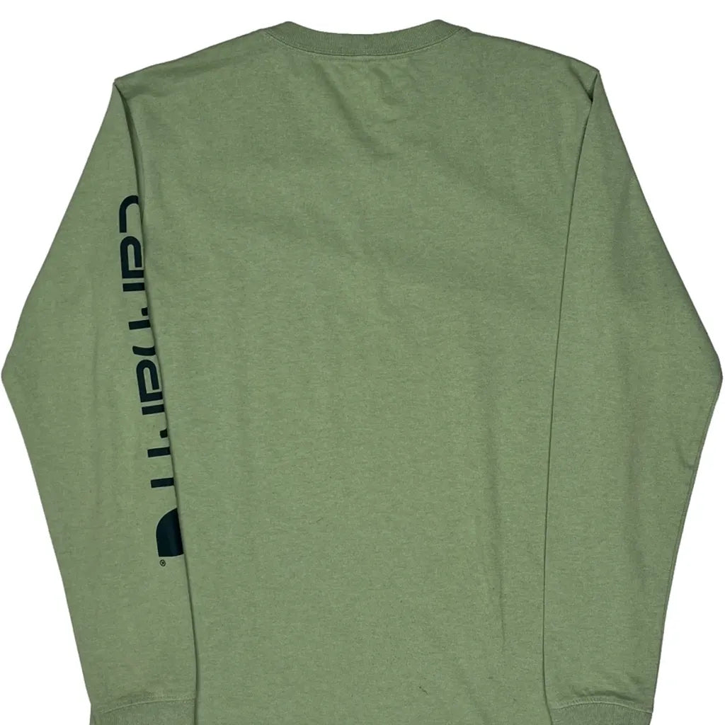 Women's Long Sleeve Crew Neck T-Shirt Small Green Cotton Casual