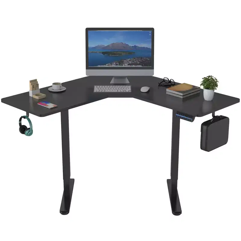 Electric Height Adjustable Desk for Corners, Automatic Standing Desk with Smooth Ergonomic Height Adjustment from 28.3 to 47.2