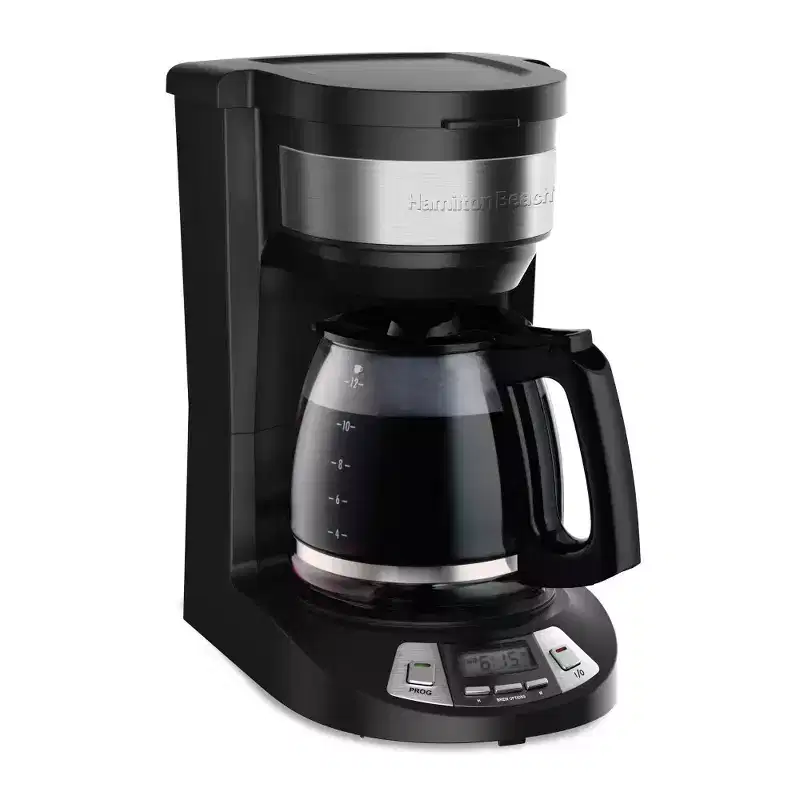 Hamilton Beach 12 Cup Programmable Coffee Maker Black 46290: Drip Coffee Machine, Nonstick Hot Plate, Brew Pause