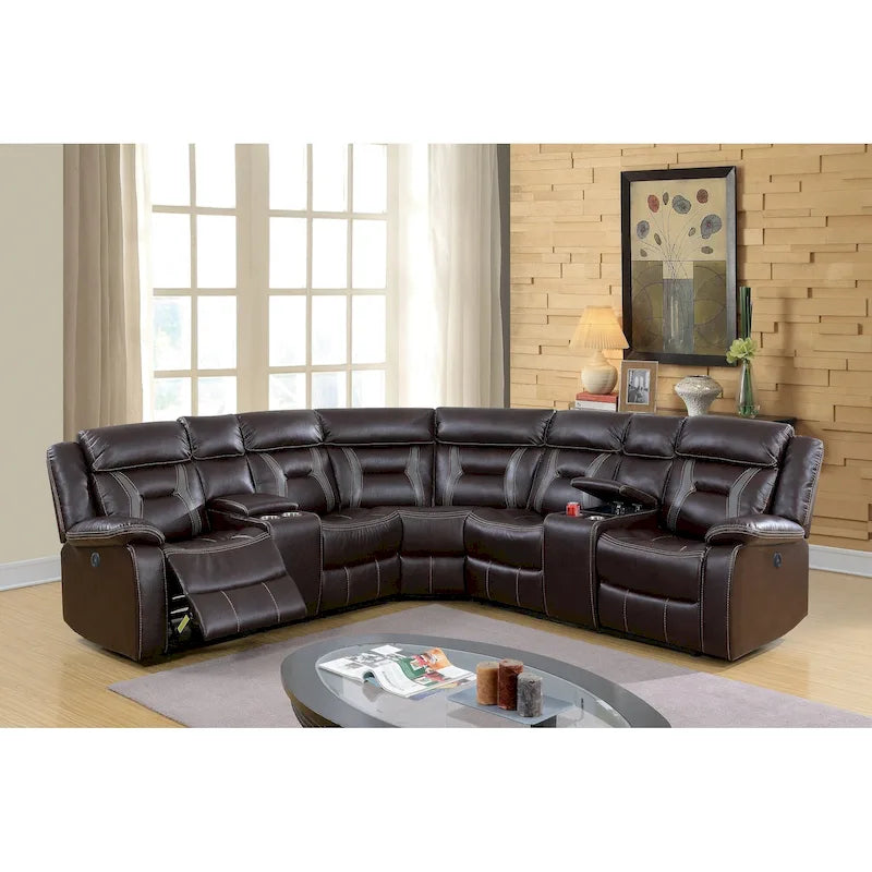 Gel Leatherette Power Motion Sectional With USB Charger