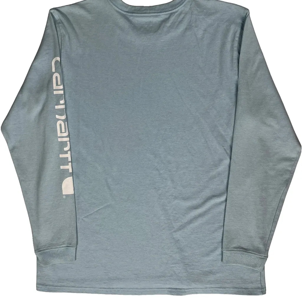 Long Sleeve Crew Neck T-Shirt Women Light Blue Cotton Regular Fit