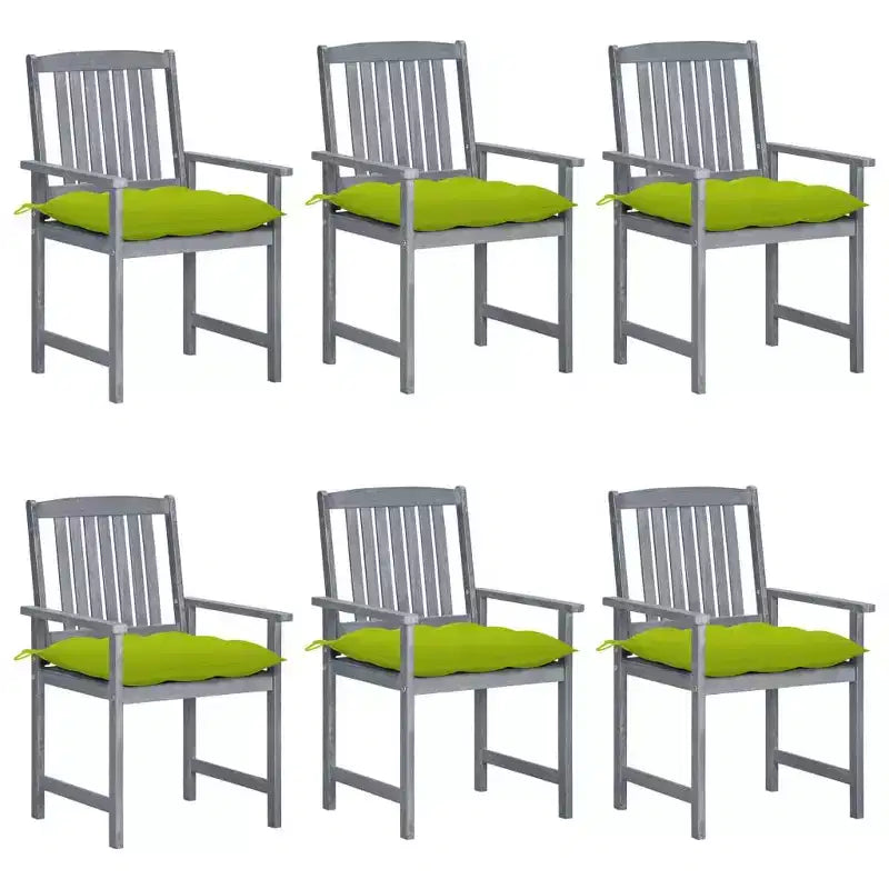 vidaXL Patio Chairs 6 Pcs with Cushions - Solid Acacia Wood Gray Outdoor Seating for Patio/Garden/Deck - 24x22.4x36.2