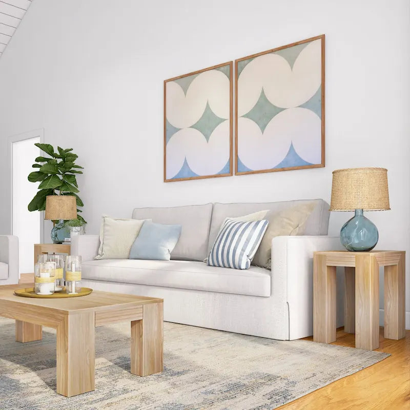 Modern Rectangular Solid Pine Wood Side Table with Wirebrush Finish