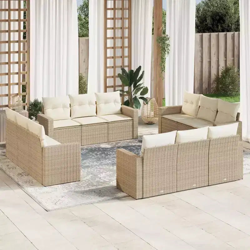 vidaXL 12 Piece Patio Sofa Set with Cushions Poly Rattan