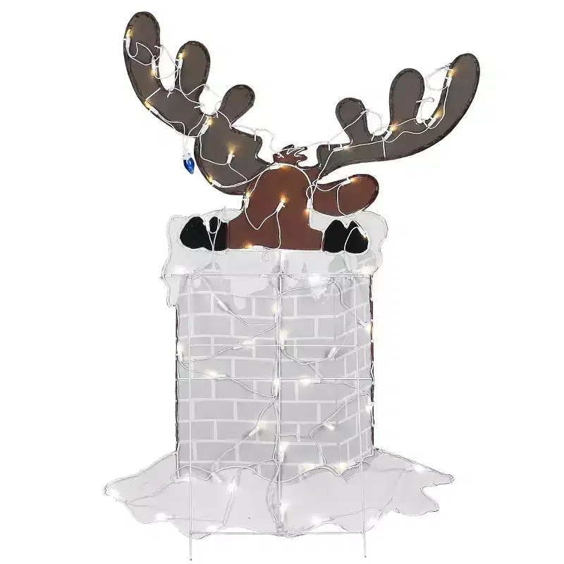 National Tree Company 47" Pre-Lit Reindeer in Chimney Christmas Novelty Light