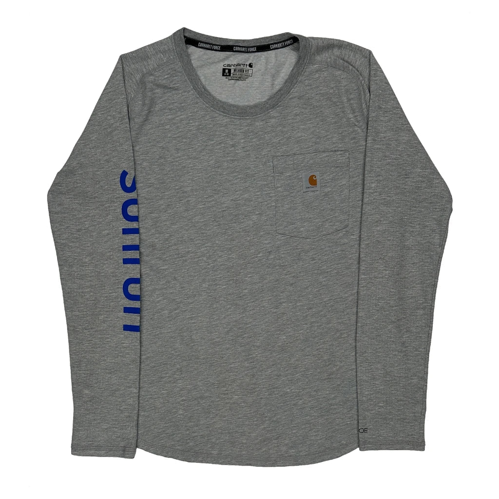 Women's Grey Long Sleeve Crew Neck Cotton T-Shirt Regular Fit
