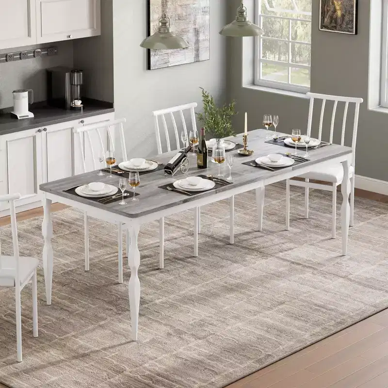 Senfot 71 Inch Rectangular Dining Table for 8, Rustic Farmhouse Kitchen Table with Large Tabletop, Long Wooden Dining Room Table with Heavy Duty Legs