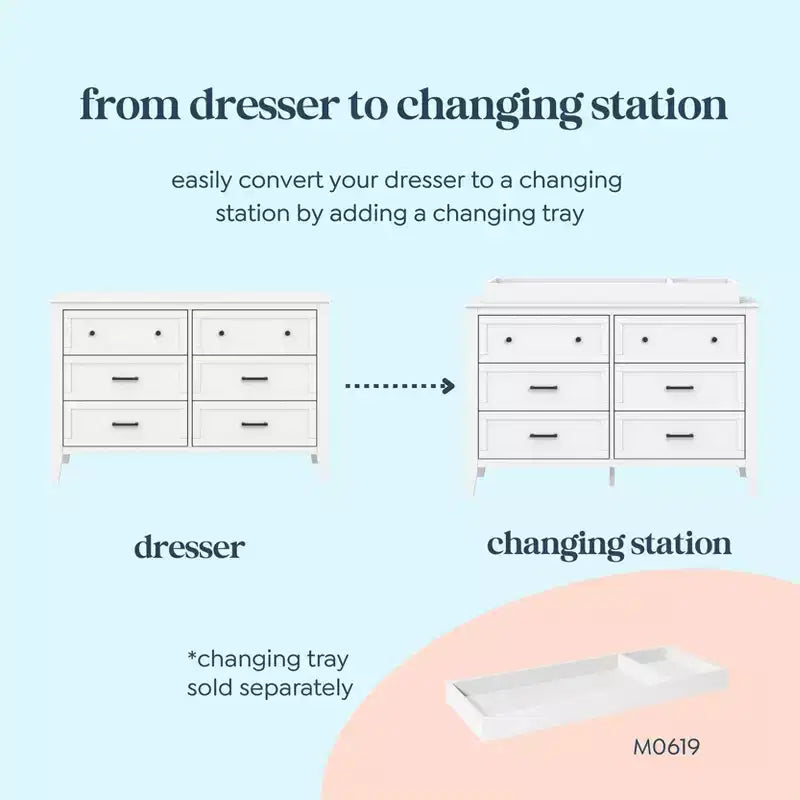 6-Drawer Nursery Dresser -Pine Wood
