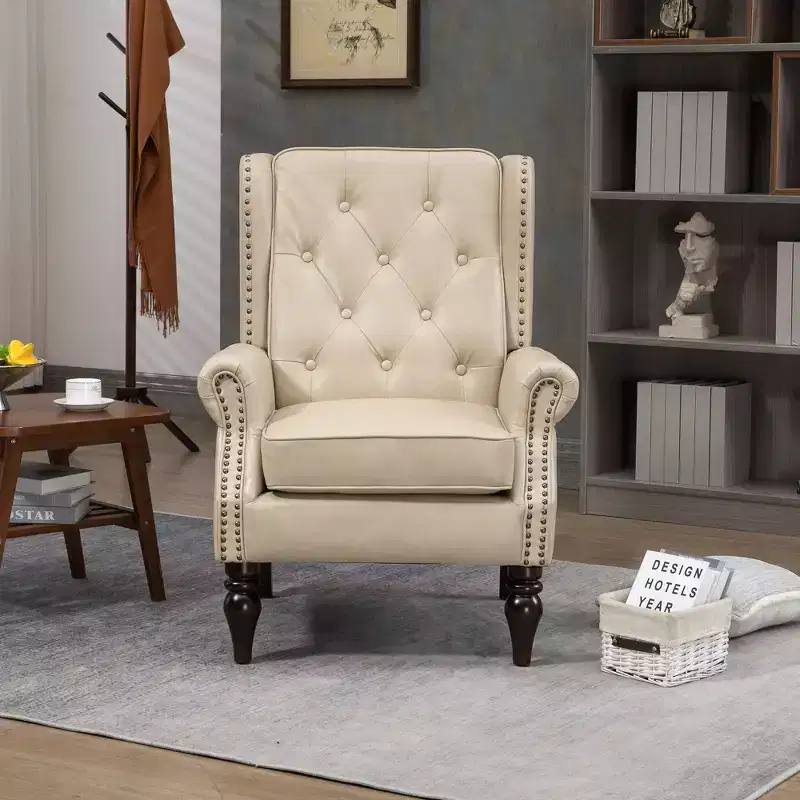 Accent Chairs for Bedroom, Modern Wood Frame Armchair, Accent Chair Lounge Chair with Sturdy Wood Legs for Living Room