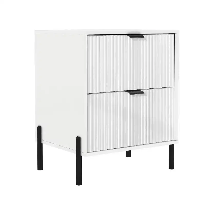 Festivo 4pc Modern Elegance Bedremm Chest and Dresser and 2 Drawer Nightstands Set Off-White