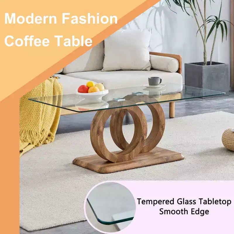 Ring-Base Glass Coffee Table with MDF Base