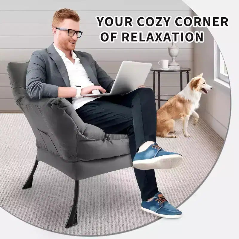 Modern Lounge Chair - Slim Profile Armchair for Small Spaces