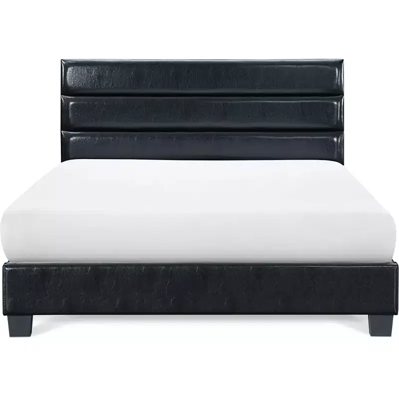 Leather Upholstered Bed Black