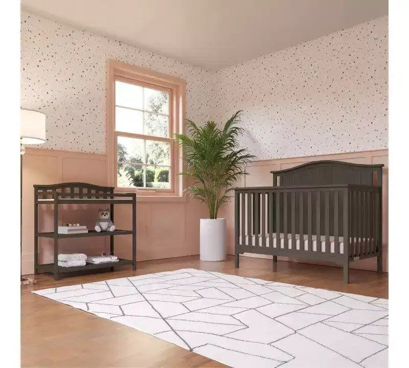 Child Craft Hampton Arch Top Crib and Changing Table Nursery Set, 2-Piece, Includes 4-in-1 Convertible Crib and Changing Table