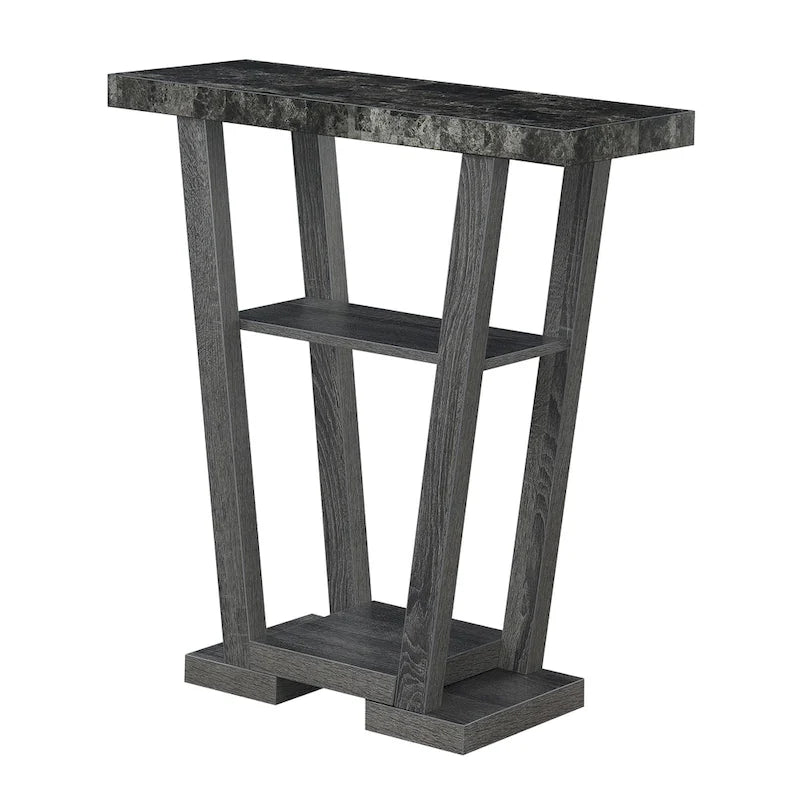 V-Shaped Console Table with Shelves