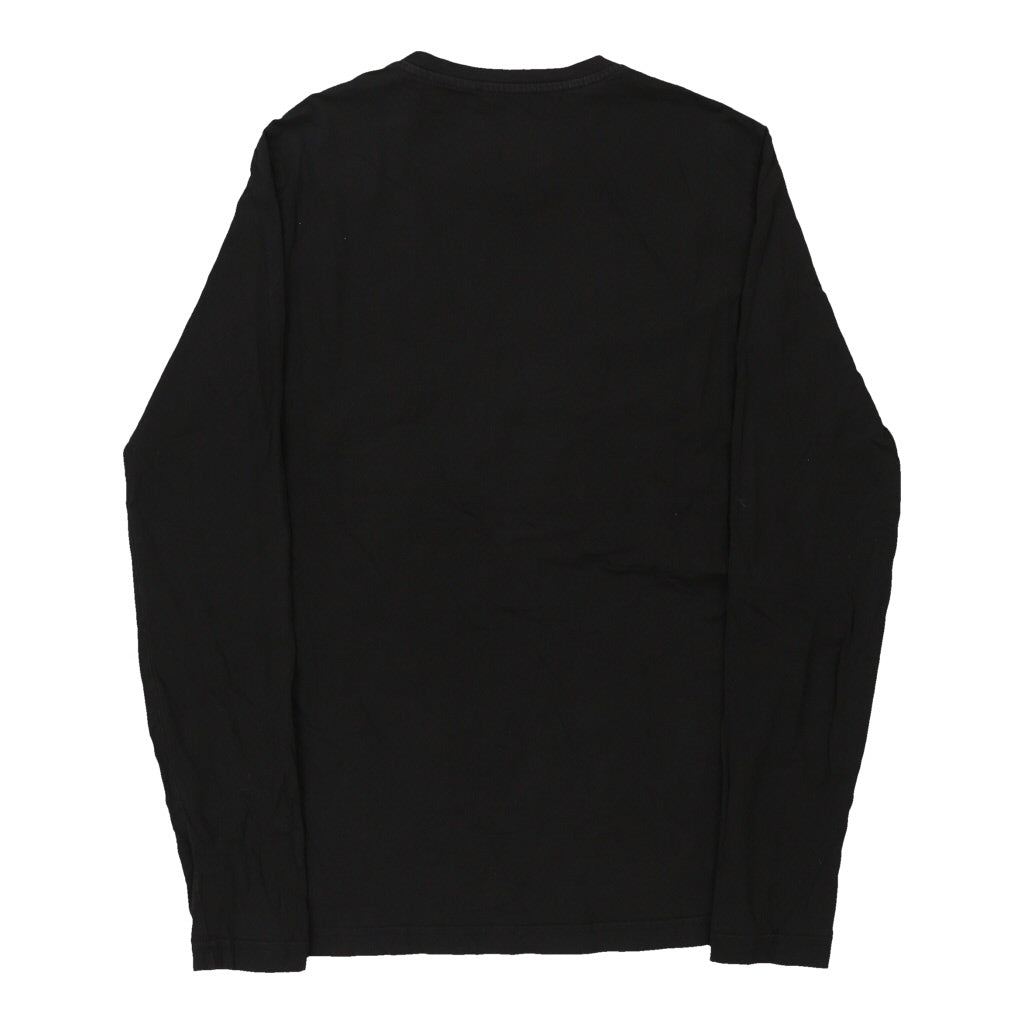 Women's Vintage Black Cotton Long Sleeve T-Shirt XS Slim Fit
