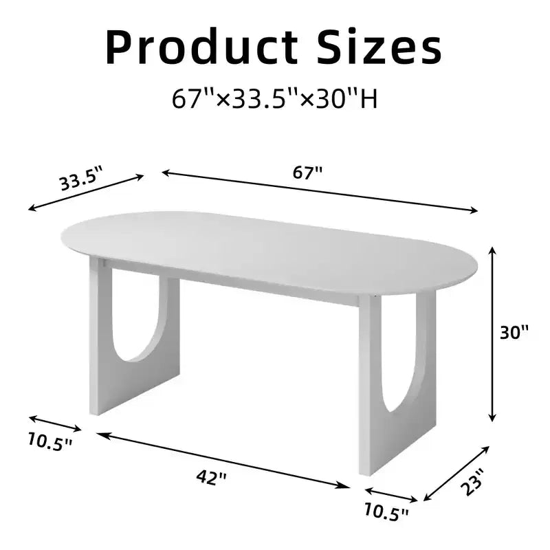 67 Wood Oval Dining Table for 4-6, Farmhouse Modern Kitchen & Dining Room