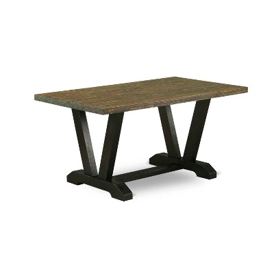 HomeStock 5-Piece Distressed Jacobean Finish Solid Wood Top Dining table with 4 Chairs