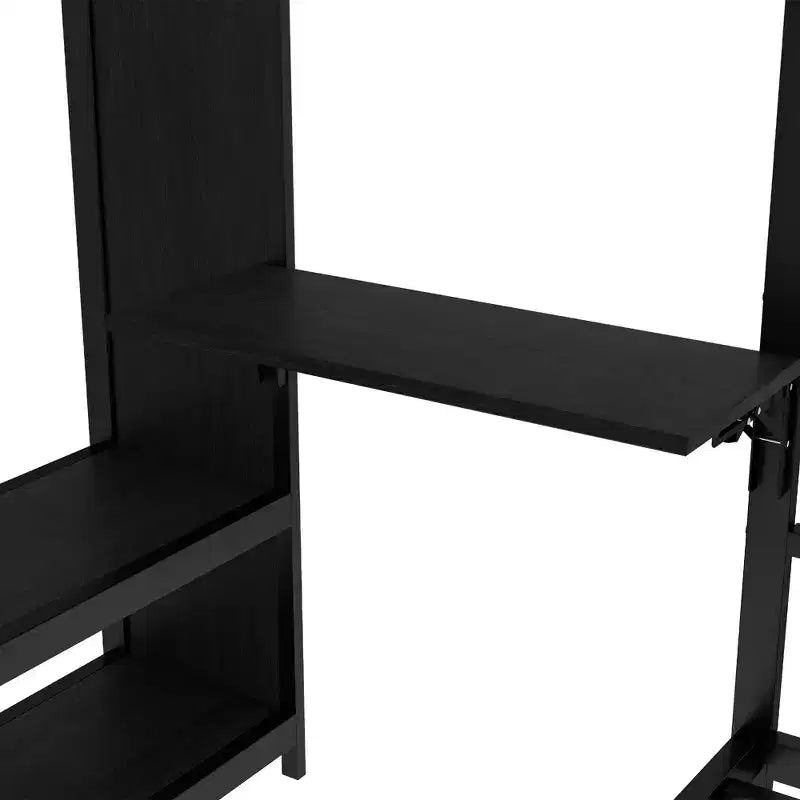 Full over Twin Bunk Bed with Built-in Wardrobe, Trundle, and Foldable Desk