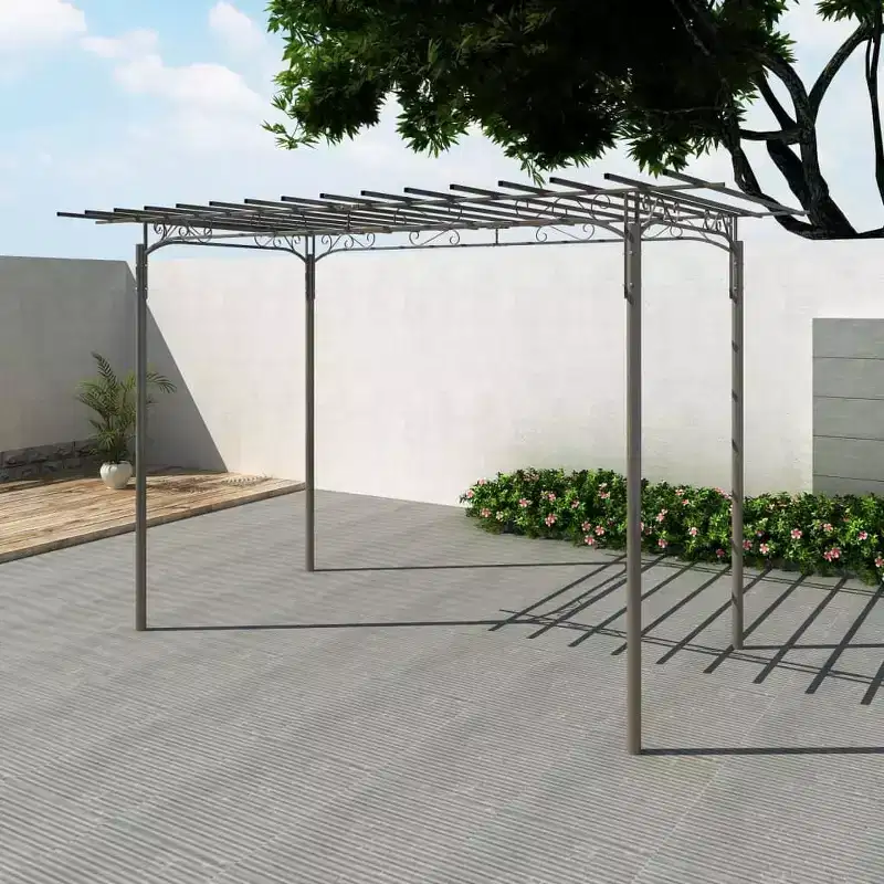 vidaxl Garden Arbor Arch - Steel Rose Archway pergola for Climbers - Outdoor Patio Seating Area 7ft high in Brown