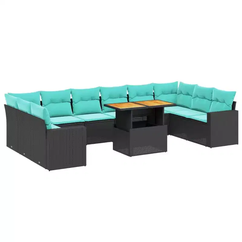 vidaXL Patio Sofa Set with Cushions Poly Rattan