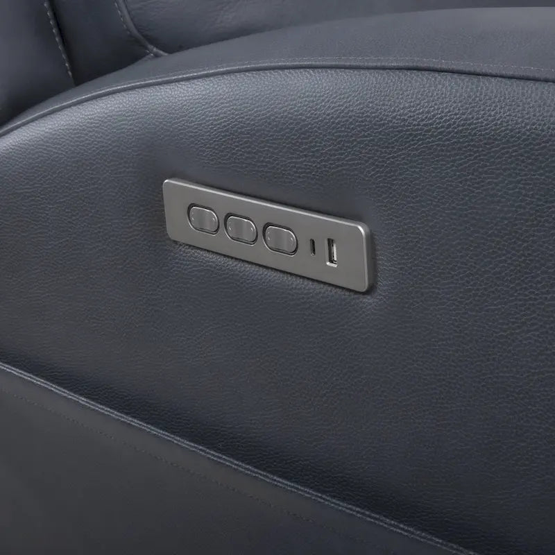 37 in. Top Grain Leather Power Glider Recliner with USB Charging and Adjustable Headrest